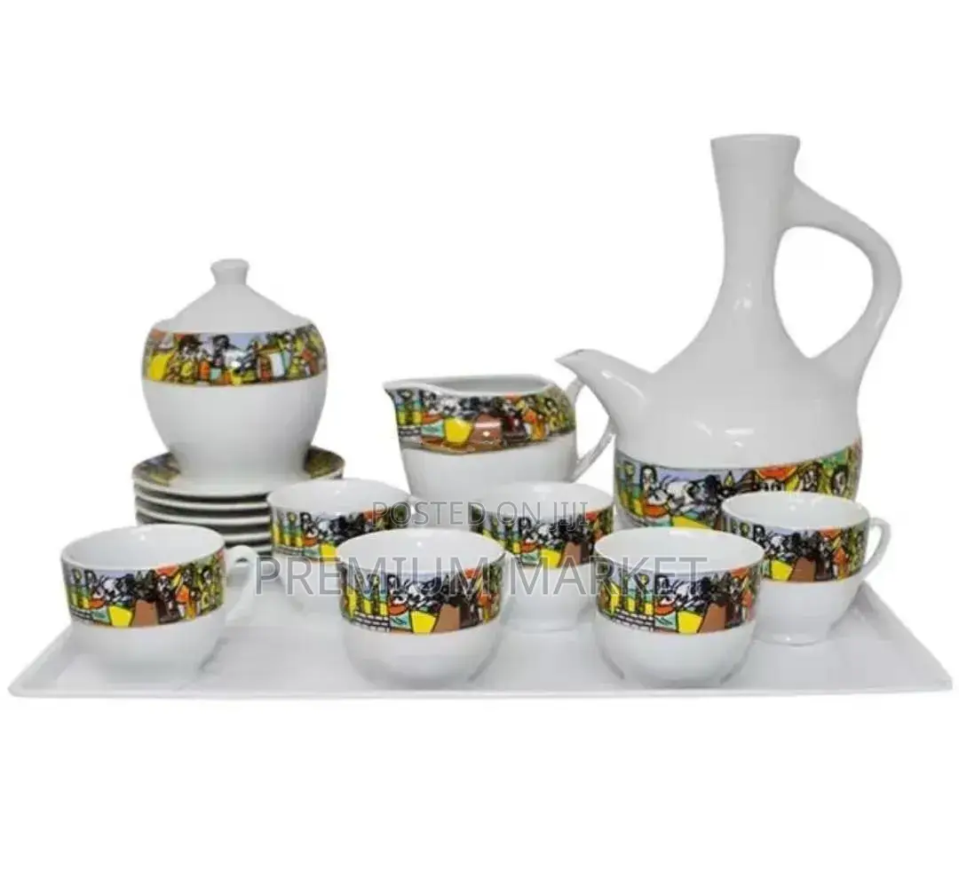 29psc Saba Ethiopian Porcelain Coffee Set ሳባ የቡና ሴት