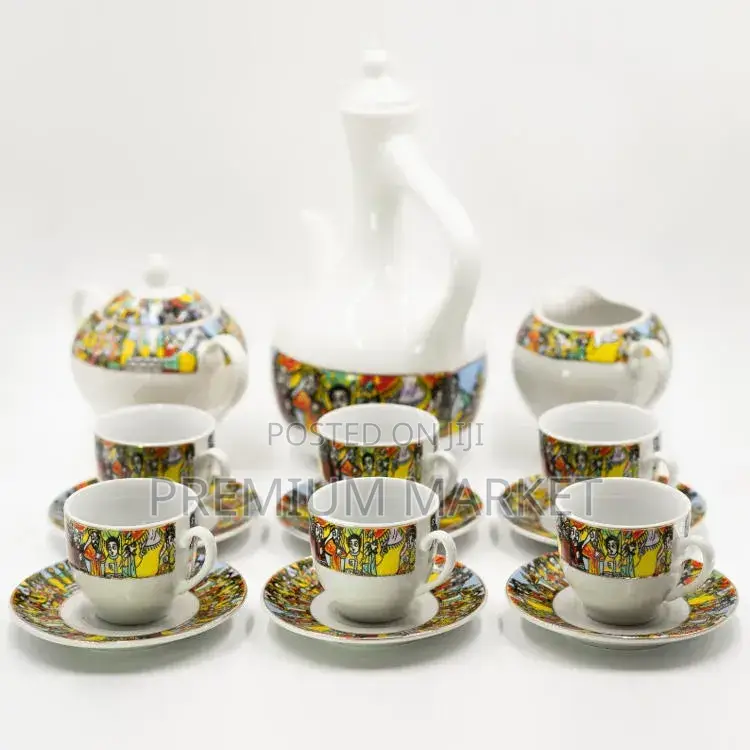 29psc Saba Ethiopian Porcelain Coffee Set ሳባ የቡና ሴት