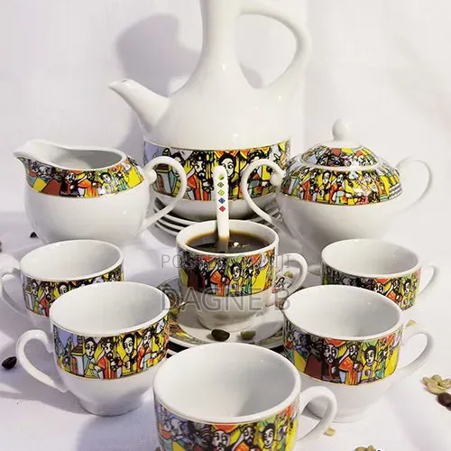 29psc Saba Ethiopian Porcelain Coffee Set ሳባ የቡና ሴት