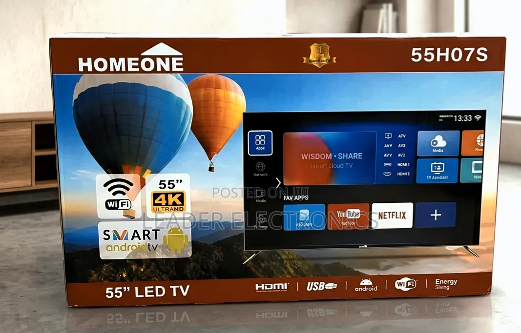 Homeone 55" Smart Android Tv Double Glass