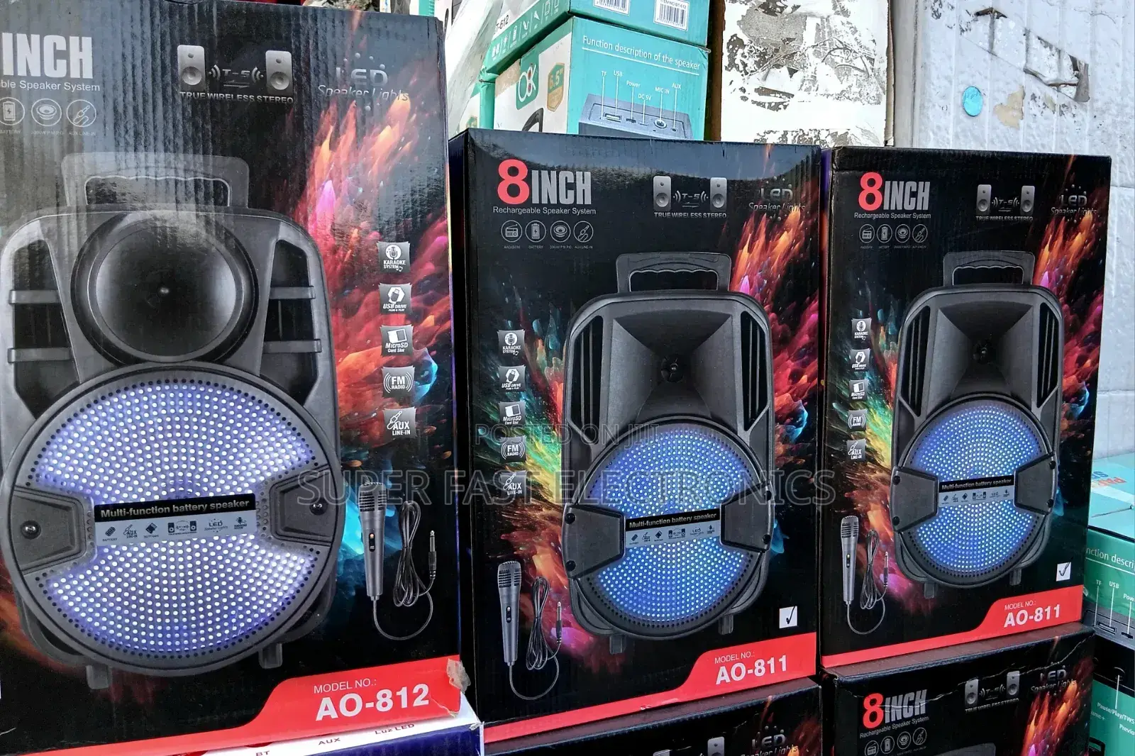 Ingh 8-Inch Rechargeable Speaker With Microphone and Led Lights