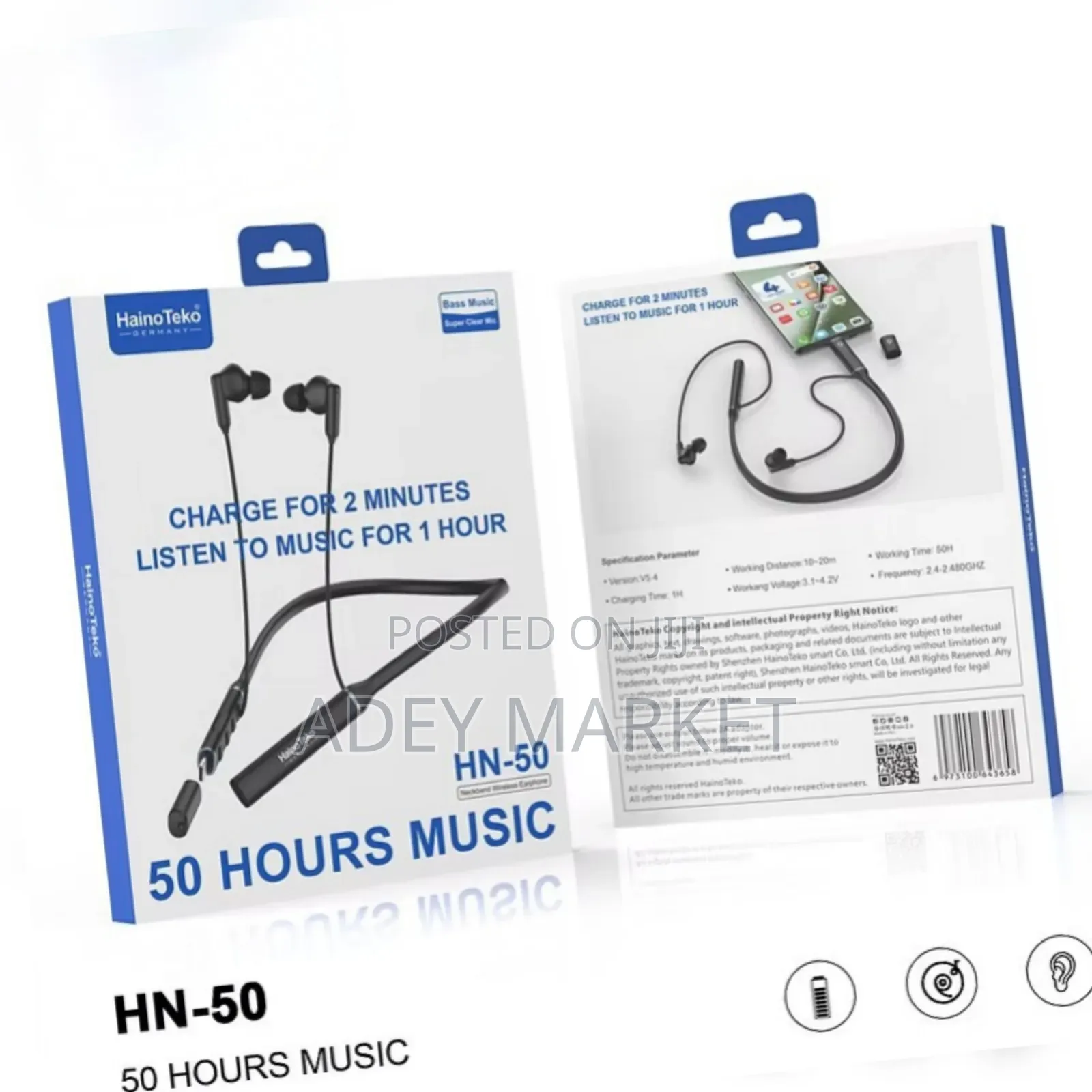 .Hainoteko Hn-50 Neckband Wireless Earphone.