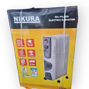 Nikura 9-Fin Oil Filled Electric Radiator. It Features a Turbo Fan