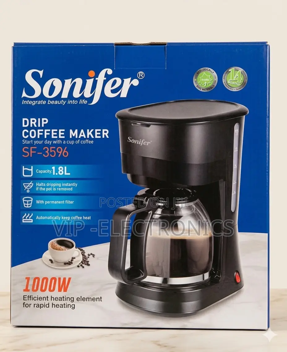 Sonifer Drip Coffee Maker 1.8l Large Capacity 1000w Fast Heating