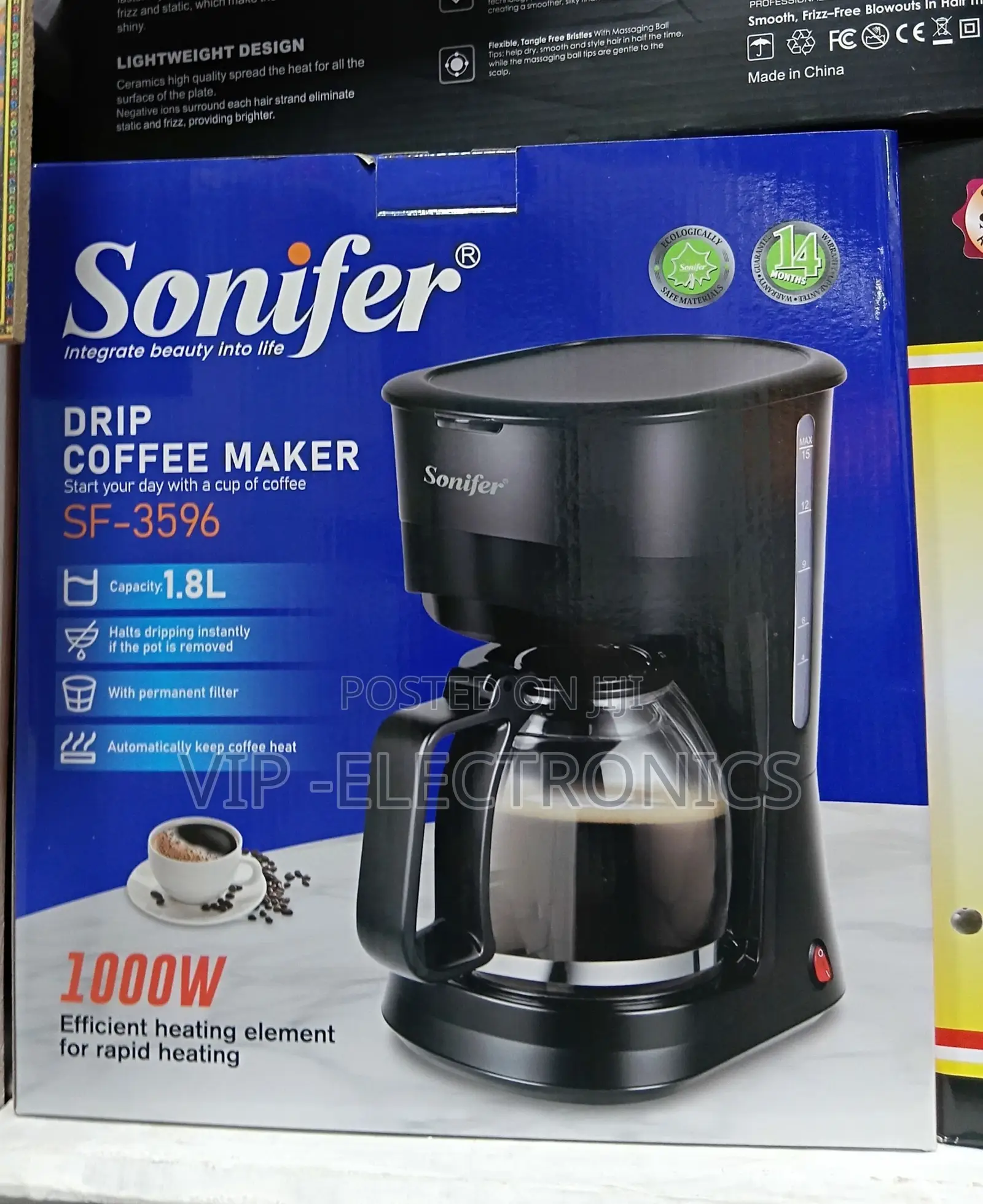 Sonifer Drip Coffee Maker 1.8l Large Capacity 1000w Fast Heating