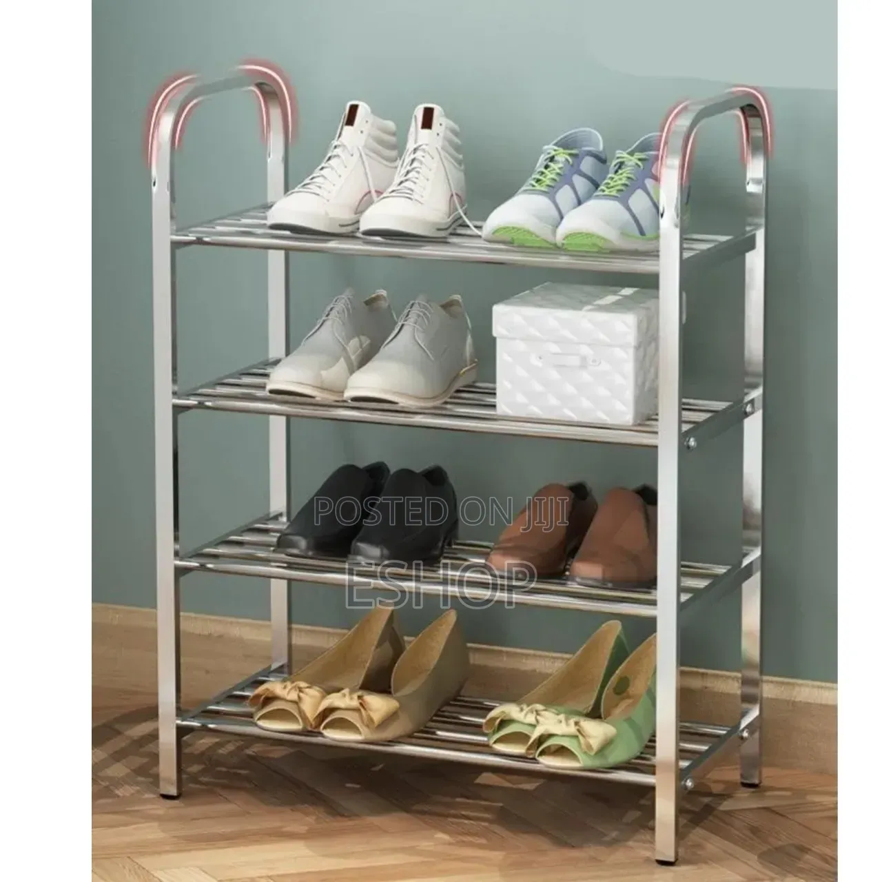 Stainless Steel 4-Layer Rack – Keep Shoes Neat and Visible