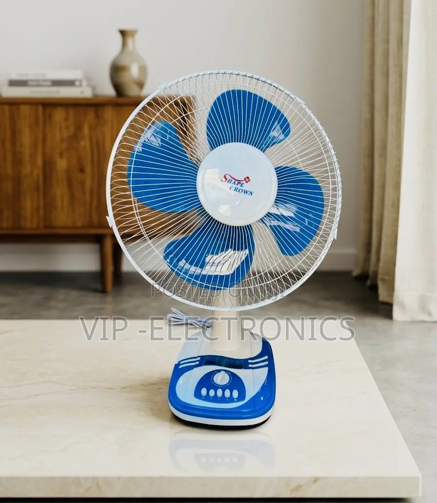 Blue and White Desk Fan by Shape Crown
