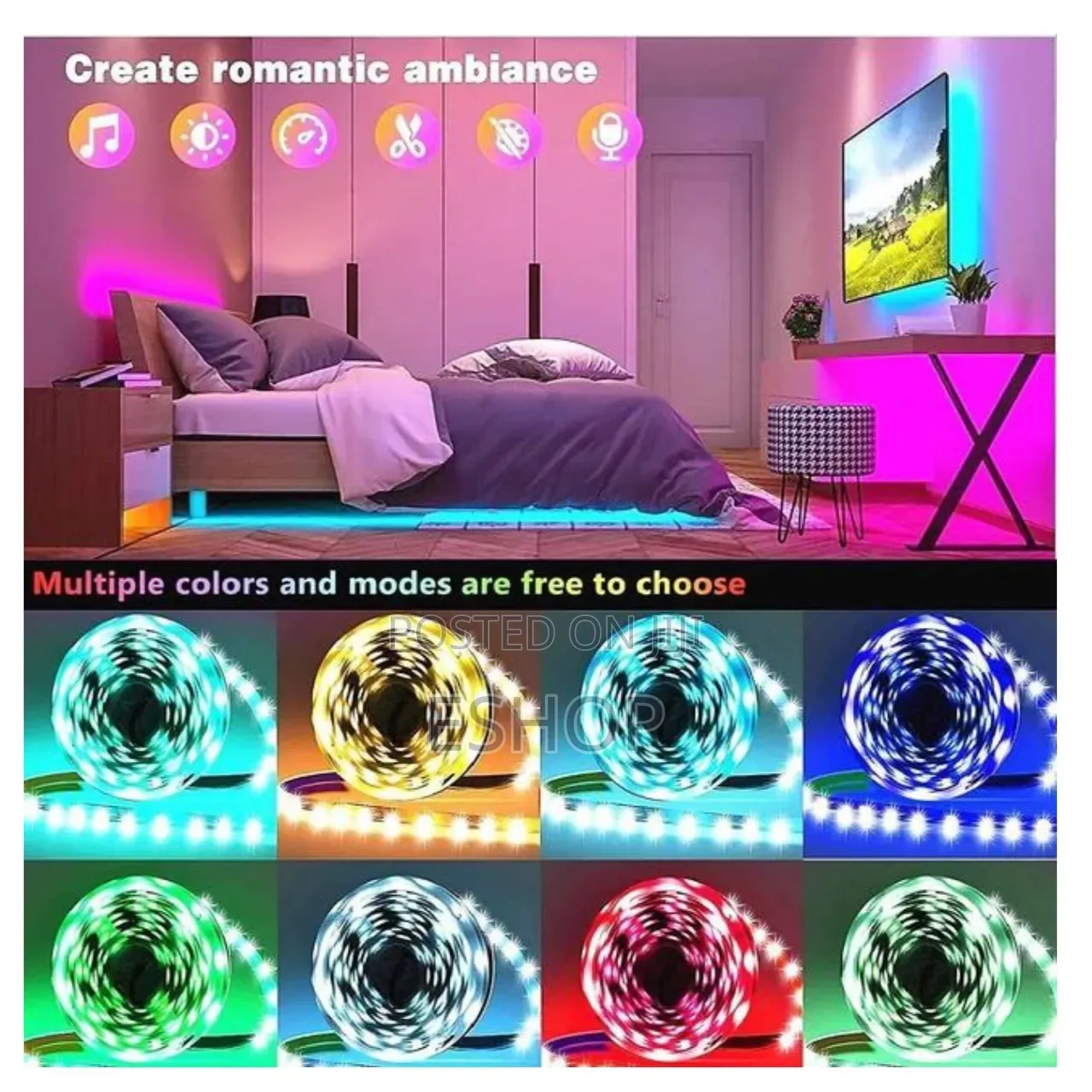 5 Meter Led Strip Light With Remote - 54 Leds, Single Colour