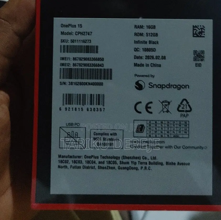New OnePlus 15 512 GB Black