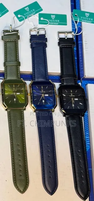 Viguer Original Square Leather Watch – Professional Men's Collection