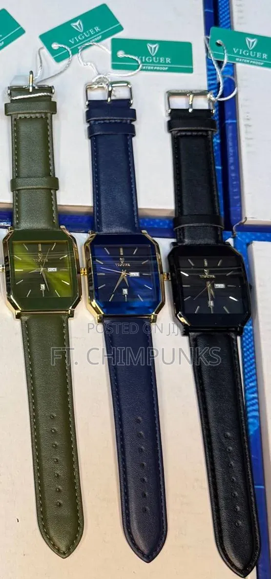Viguer Original Square Leather Watch – Professional Men's Collection