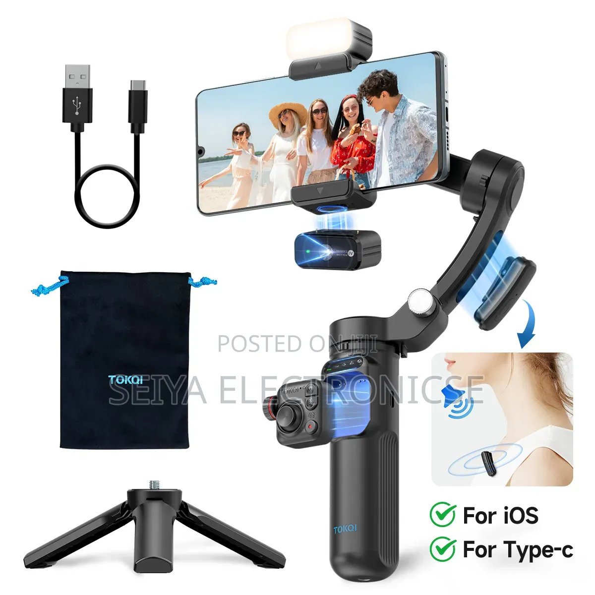Tokqi M03 3-Axis Gimbal Stabilizer for Smartphones.