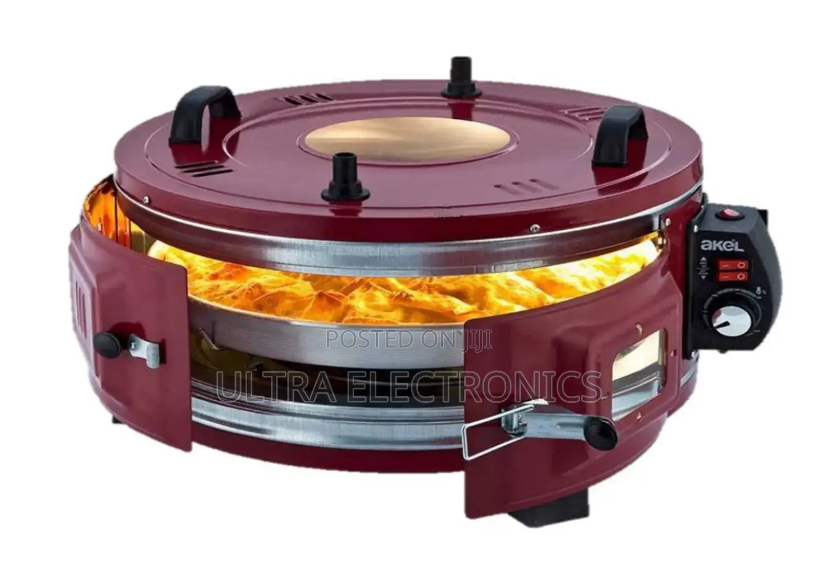Akel Af140 Electric Round Oven in Burgundy. የዳቦ መጋገሪያ