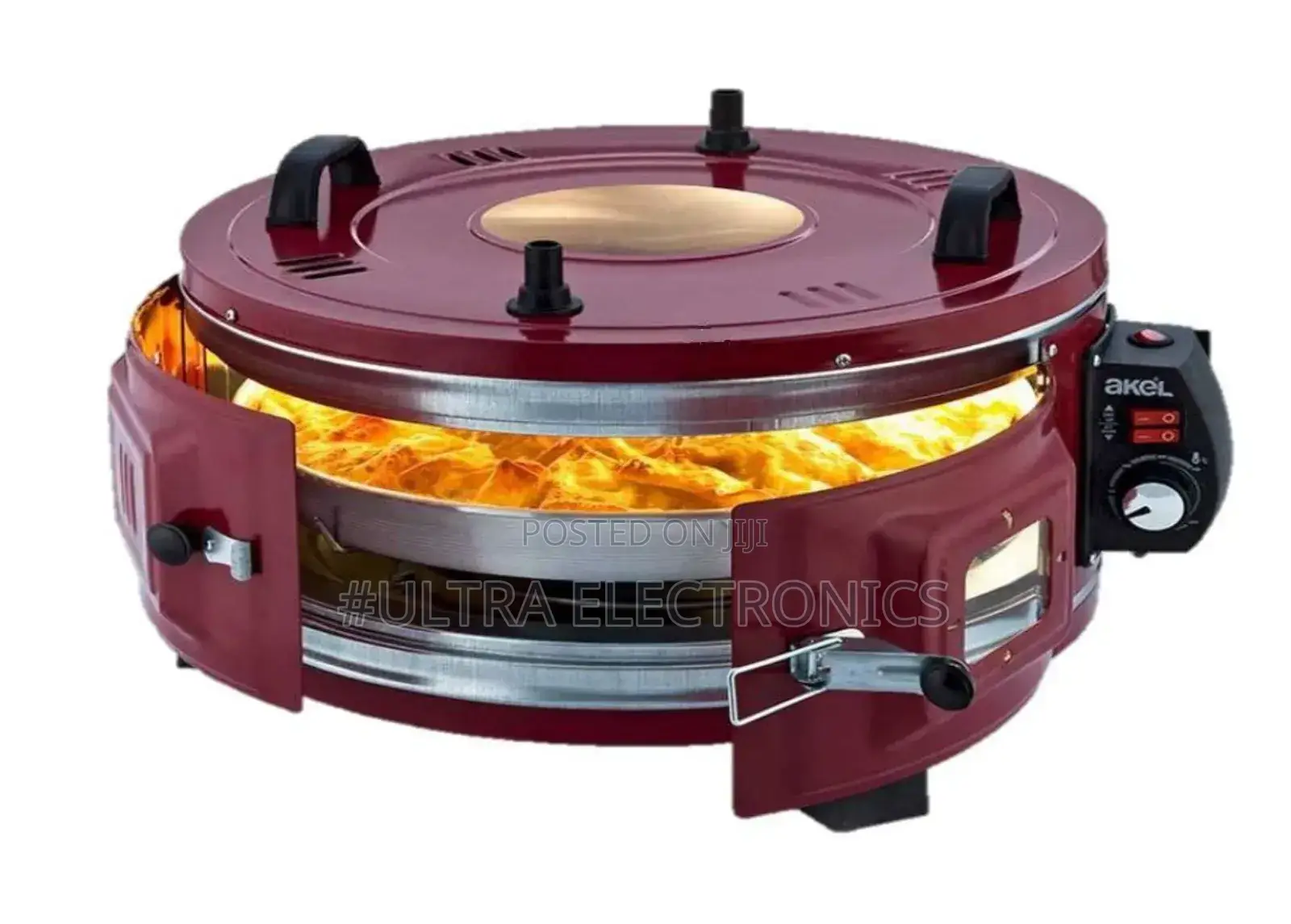 Akel Af140 Electric Round Oven in Burgundy. የዳቦ መጋገሪያ