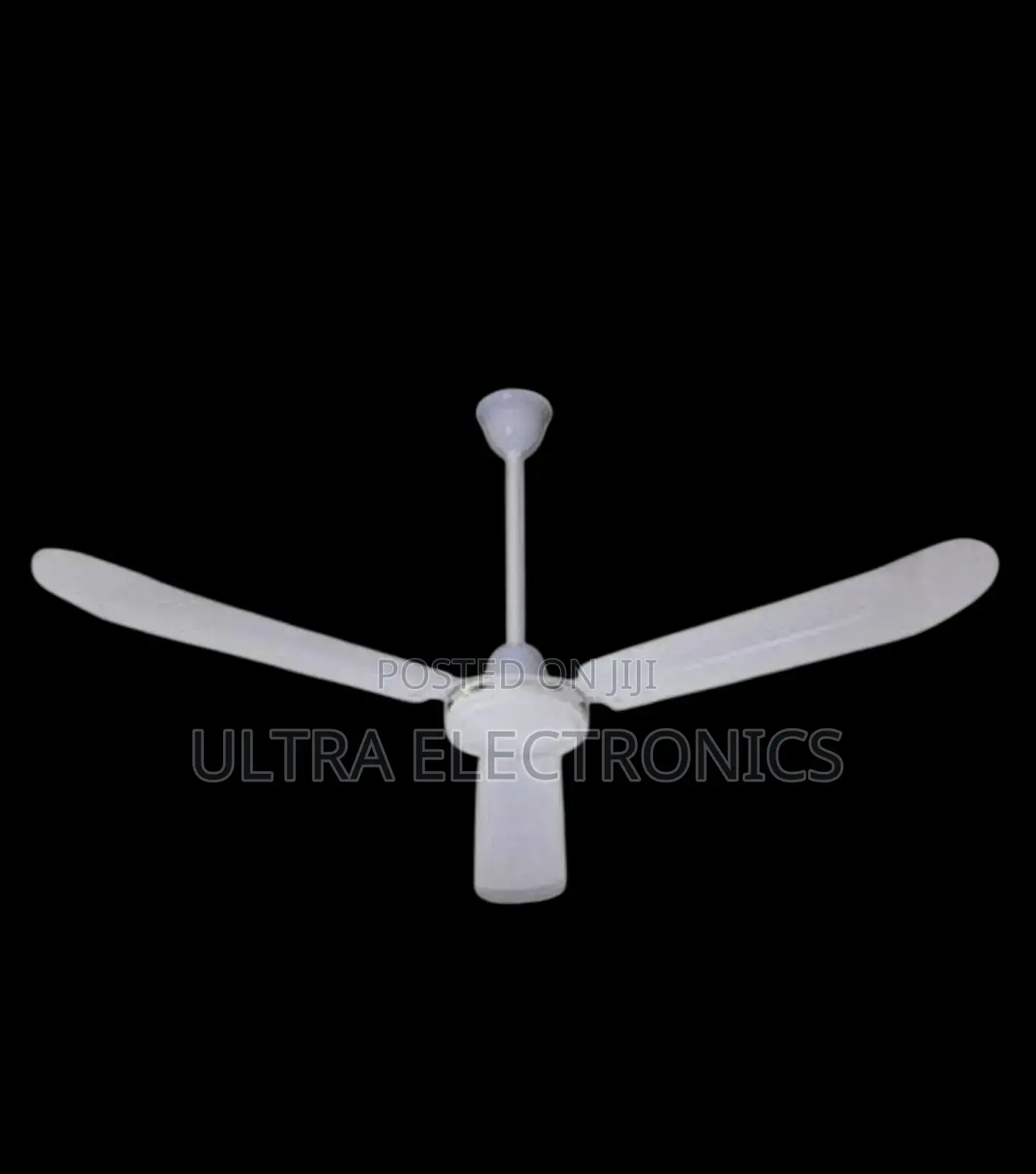 White, 3-Blade Industrial Ceiling Fan Typically for Cooling