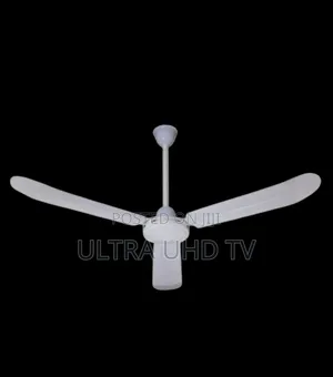 White, 3-Blade Industrial Ceiling Fan Typically for Cooling
