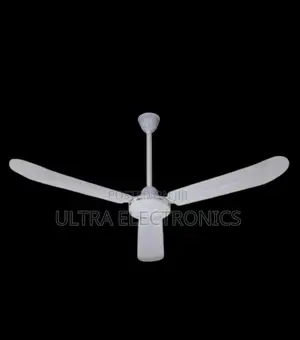 White, 3-Blade Industrial Ceiling Fan Typically for Cooling