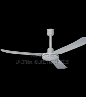 White, 3-Blade Industrial Ceiling Fan Typically for Cooling
