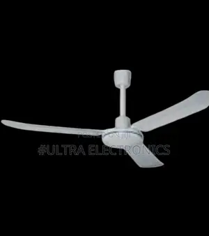 White, 3-Blade Industrial Ceiling Fan Typically for Cooling
