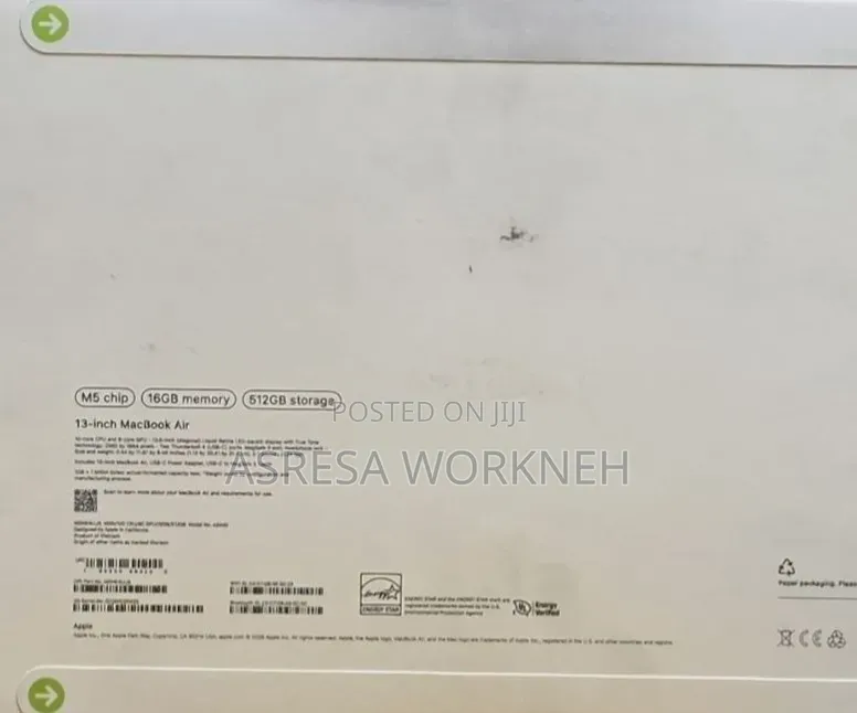 New Laptop Apple MacBook Air 2026 M5 13-inch 16GB SSD 512GB