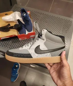 Nike Men's Court Vision Mid Sneaker in Grey and Black