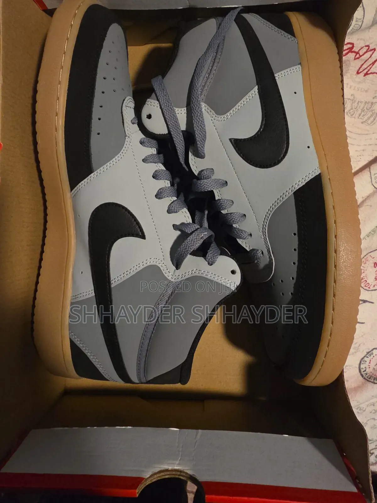 Nike Men's Court Vision Mid Sneaker in Grey and Black