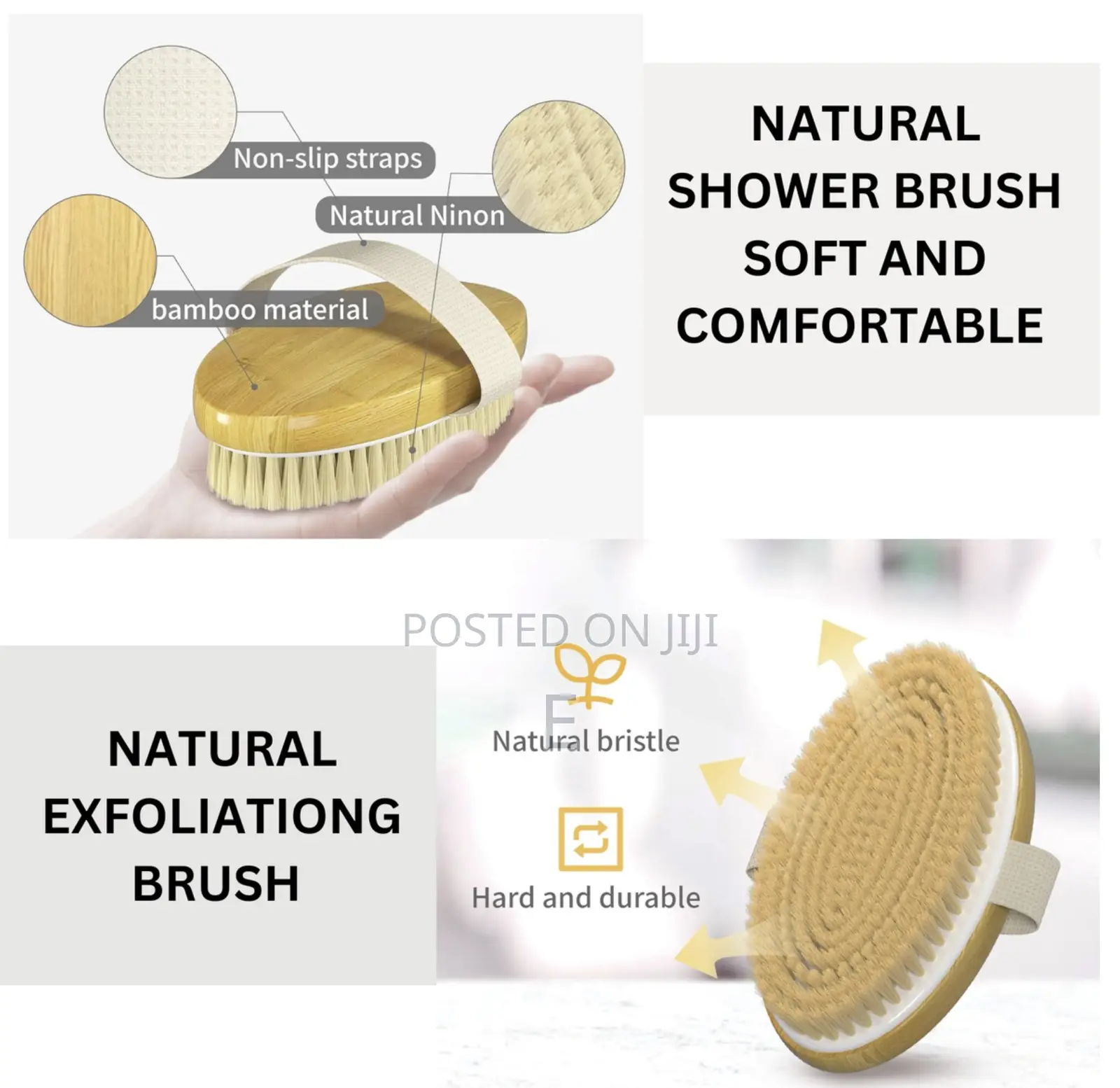 3 Pack Body Brush, Back Shower Bath Brush , Wet Dry