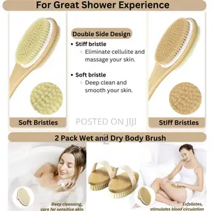 3 Pack Body Brush, Back Shower Bath Brush , Wet Dry