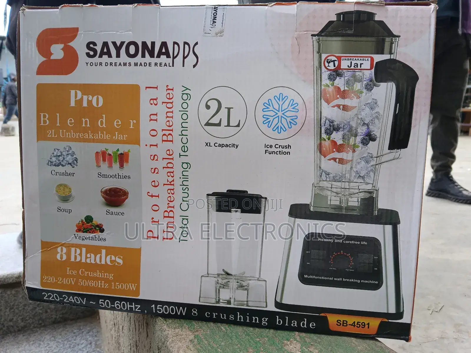 Sayonapps Pro Blender, Model Sb-4591, Featuring a 2l Unbreakable