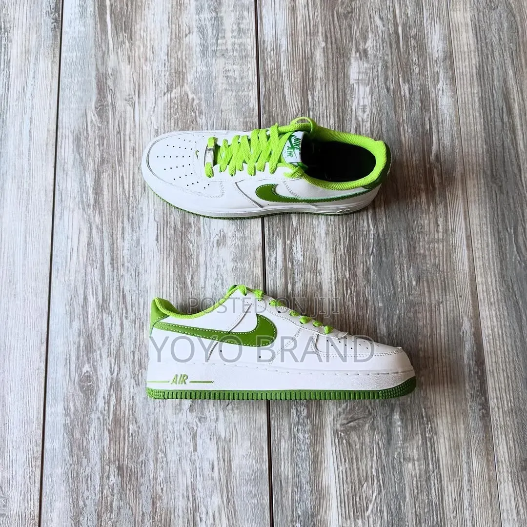 Nike Air Force 1 Low White/Green Lather Unisex Fashion Shoes