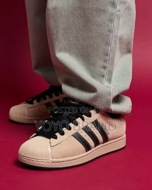 Adidas Super Star Ii Beige Suede Black/Stripes Unisex Fashion Shoes