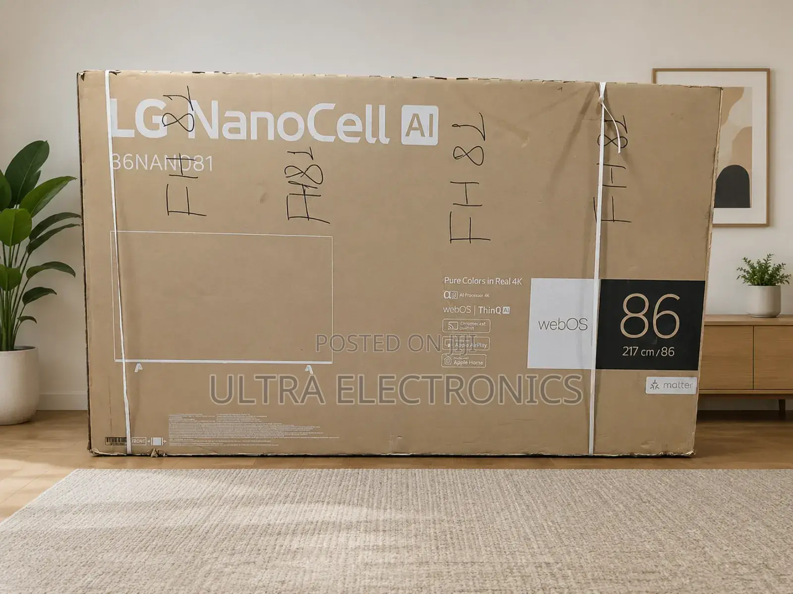 Lg Nanocell 86-Inch Smart Tv in Its Shipping Box. Model Information