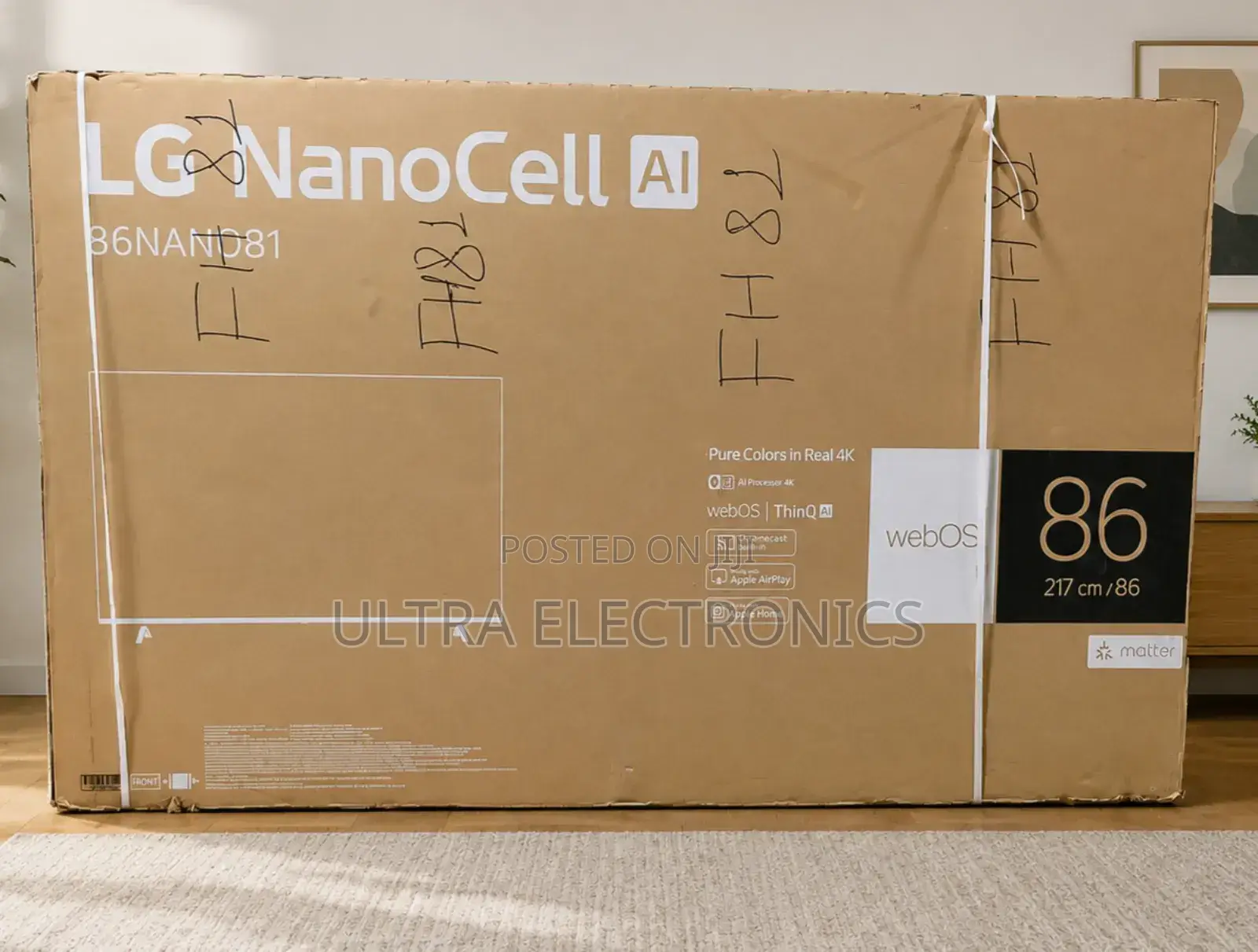 Lg Nanocell 86-Inch Smart Tv in Its Shipping Box. Model Information