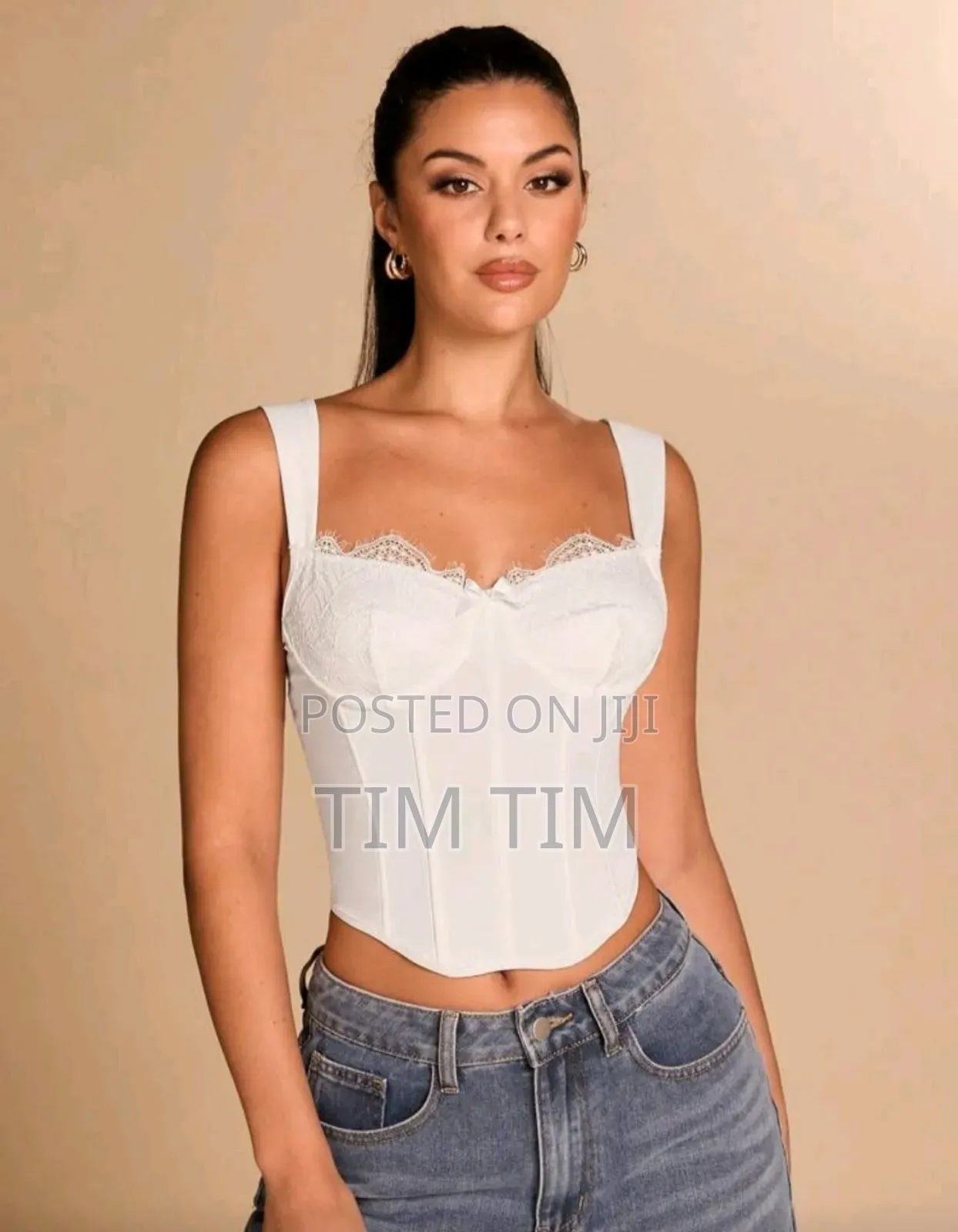 Shein Women's All-match Tight Patchwork Lace Bra Gorgeous Halter Top