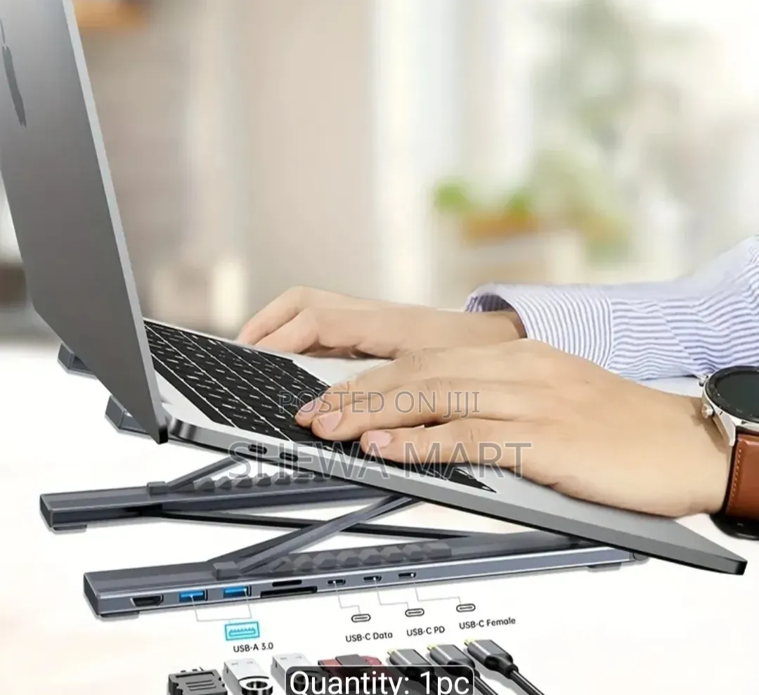 Ergonomic Laptop Riser With Ventilated Cooling Design Heat Dissipation