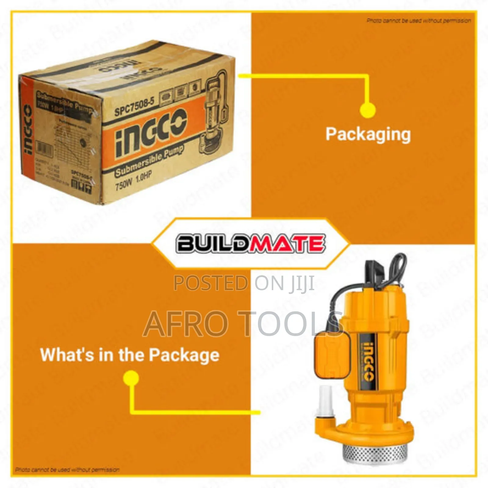 Ingco Submersible (የንጹህ ውሃ መሳበያ) ፓንፕ