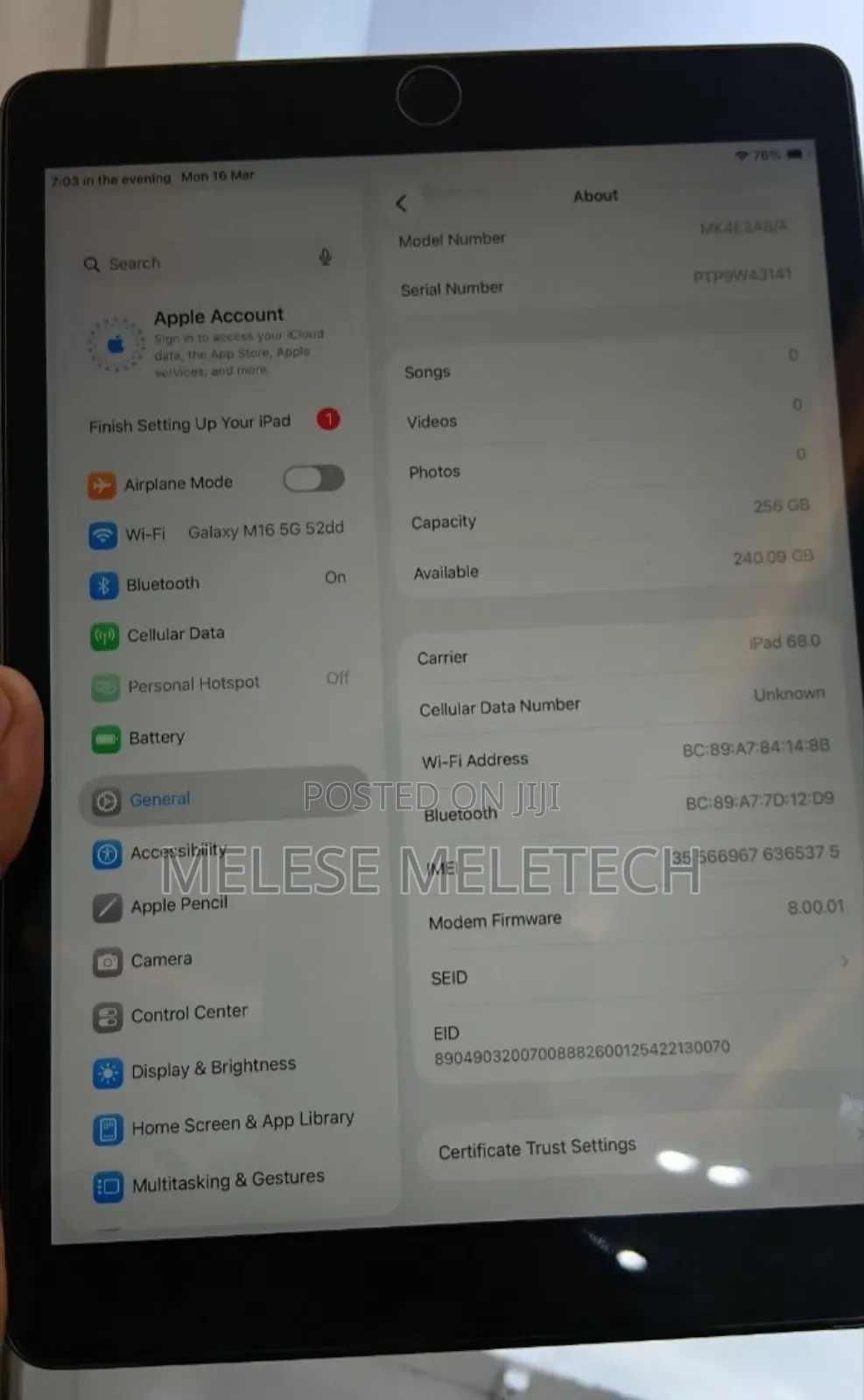 New Apple iPad 10.2 (2020) 256 GB Gray