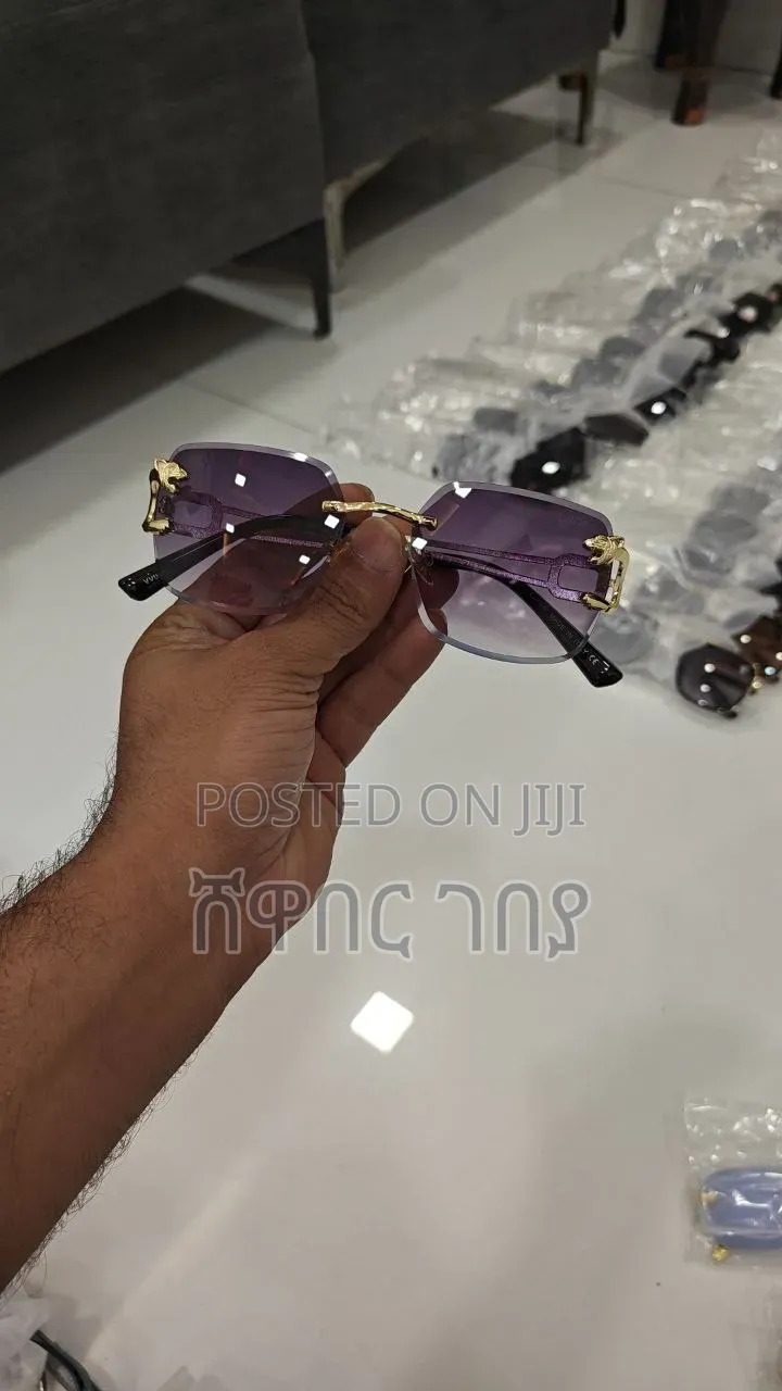 Cartier Panthère Rimless Rectangular Sunglasses