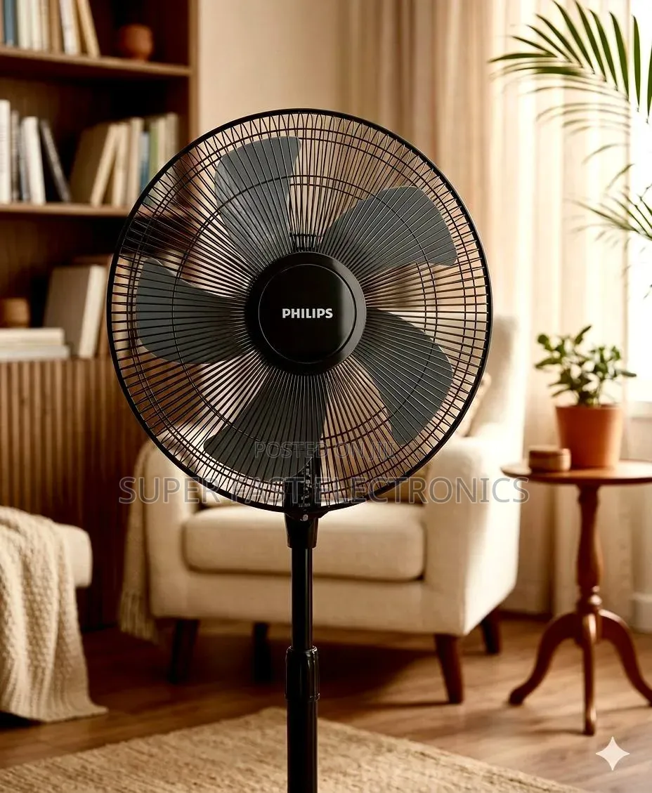 Philips 18inch Stand Fan High-Velocity Pedestal Fan Sleek Black Design