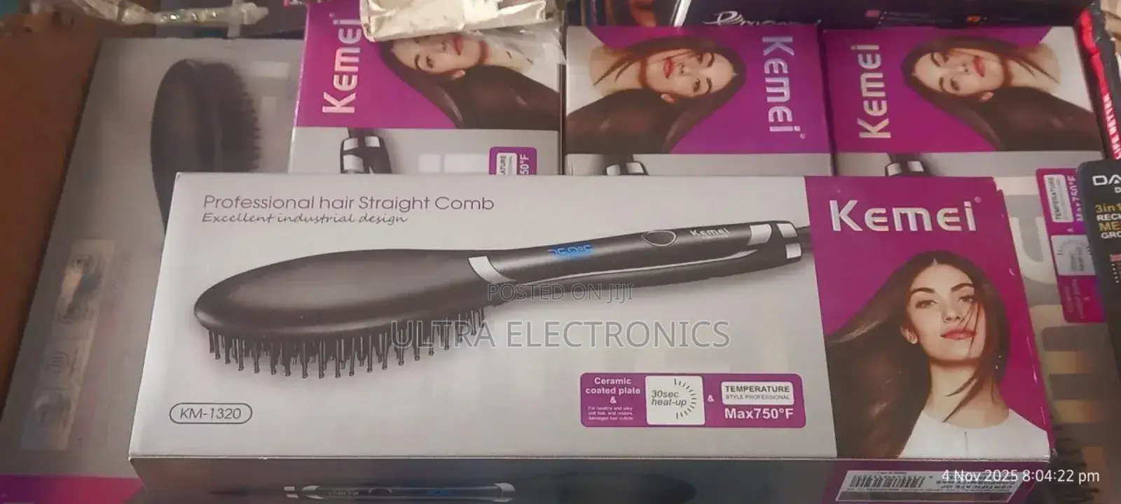 Kemei Hair Straightener Brush Km-1320 for Styling Hair.