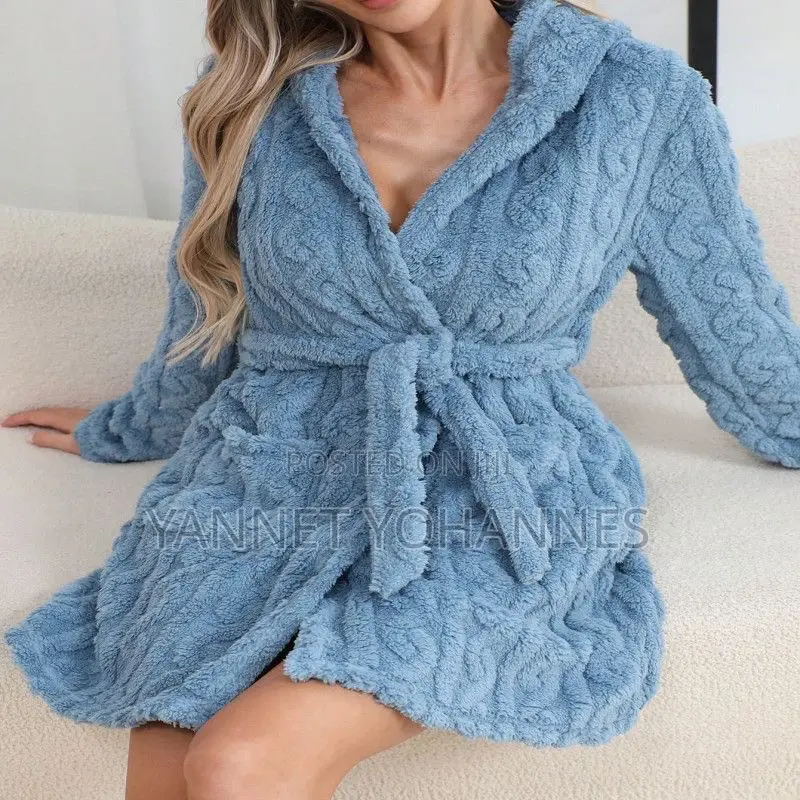 Women’S Fluffy Fleece Bathrobe Gown