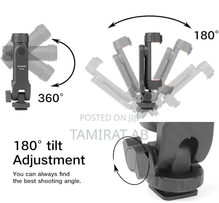 360° Rotating Camera Tripod Phone Mount With Dual Cold Shoe 1/4"Screw