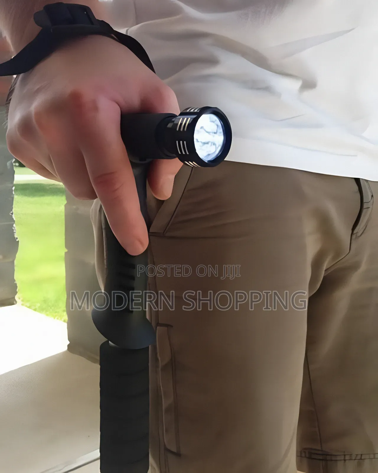 4-step Adjustable Anti-shock Hiking Walking Stick With Led Flashlight