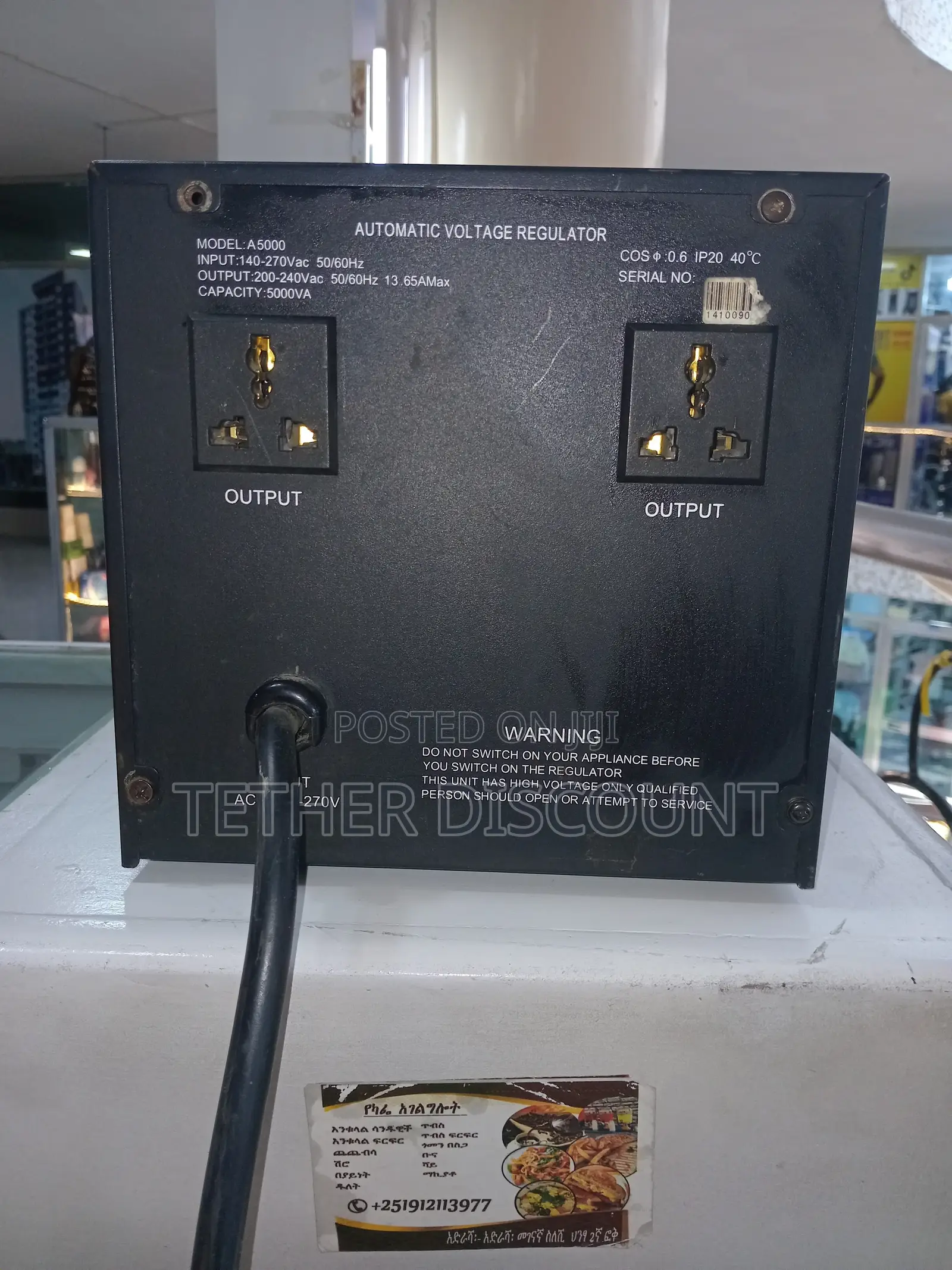 Stabilizer Automatic Voltage Regulator Brand Mercury Avr-5000va Used