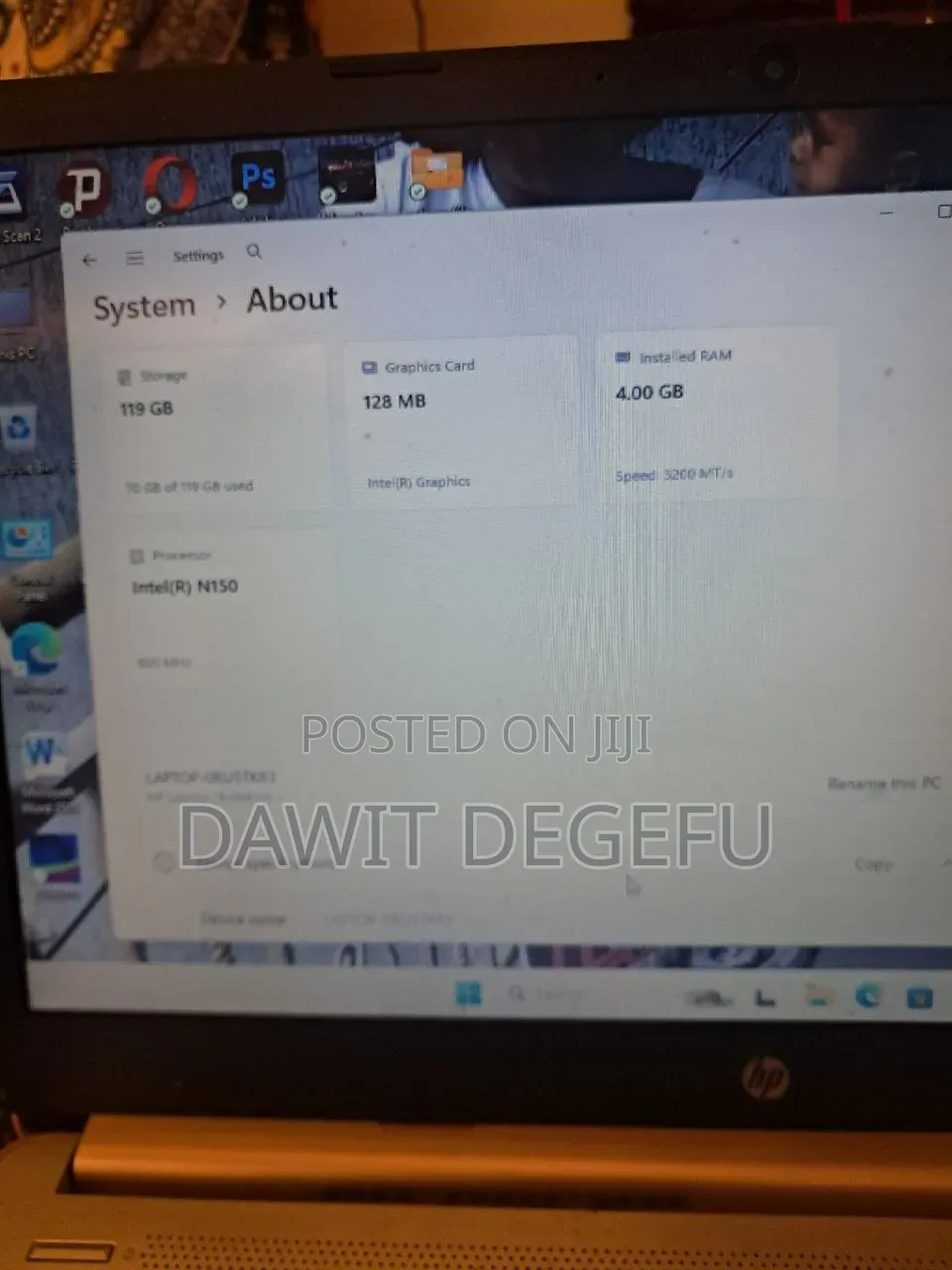 Laptop HP 14-dq1025cl 4GB Intel SSD 128GB