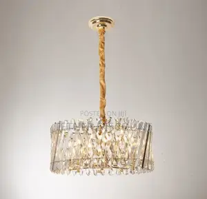 Crystal Chandelier Elegant Ceiling Gold Lamp አዲስ ማብራት