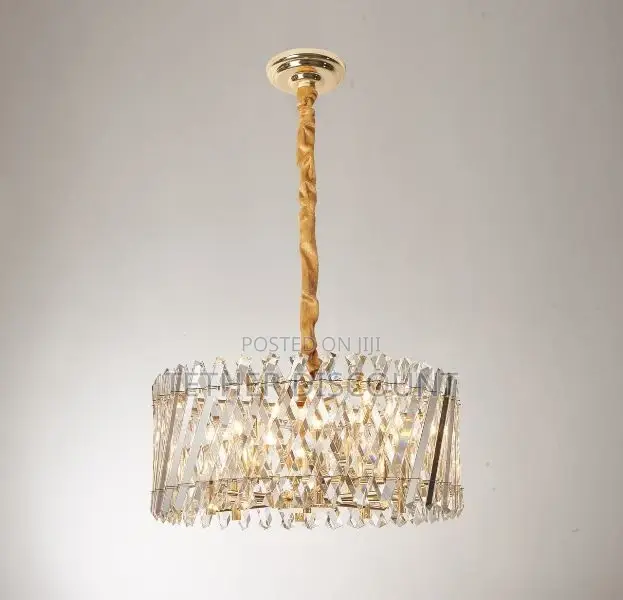 Crystal Chandelier Elegant Ceiling Gold Lamp አዲስ ማብራት