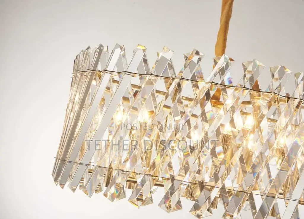 Crystal Chandelier Elegant Ceiling Gold Lamp አዲስ ማብራት
