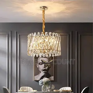 Crystal Chandelier Elegant Ceiling Gold Lamp አዲስ ማብራት