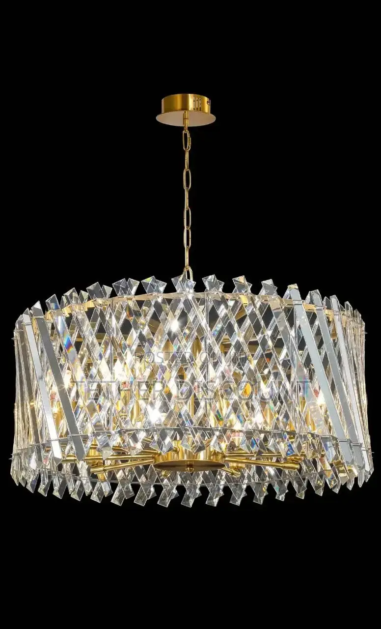 Crystal Chandelier Elegant Ceiling Gold Lamp አዲስ ማብራት